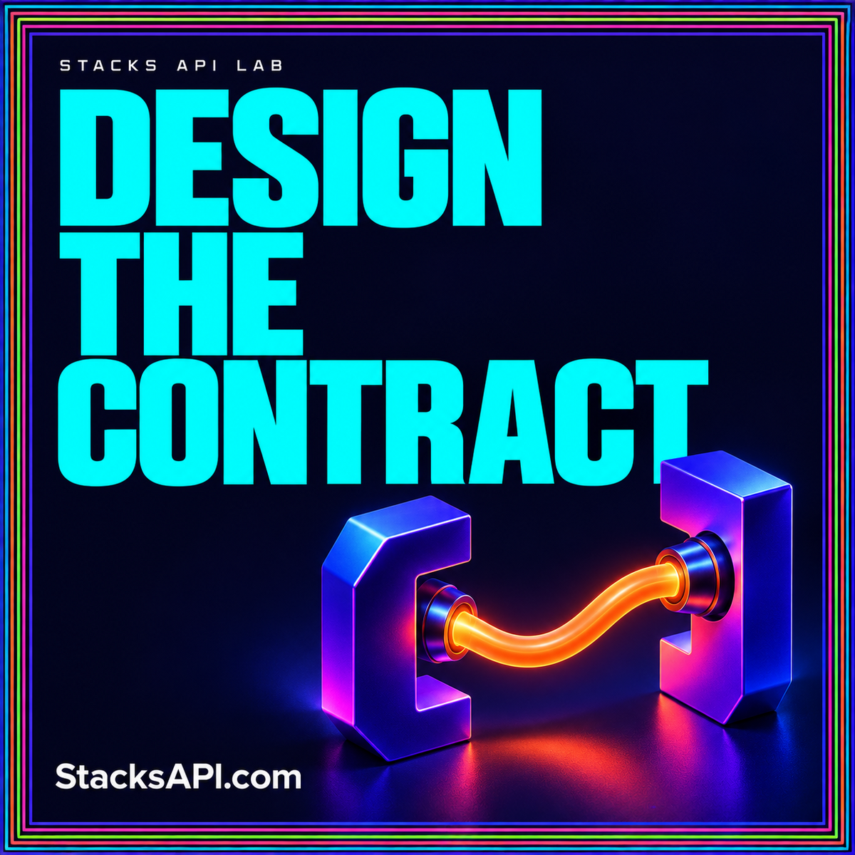 Cyan Design the Contract headline above connected violet brackets, inside a rainbow pinstripe frame.